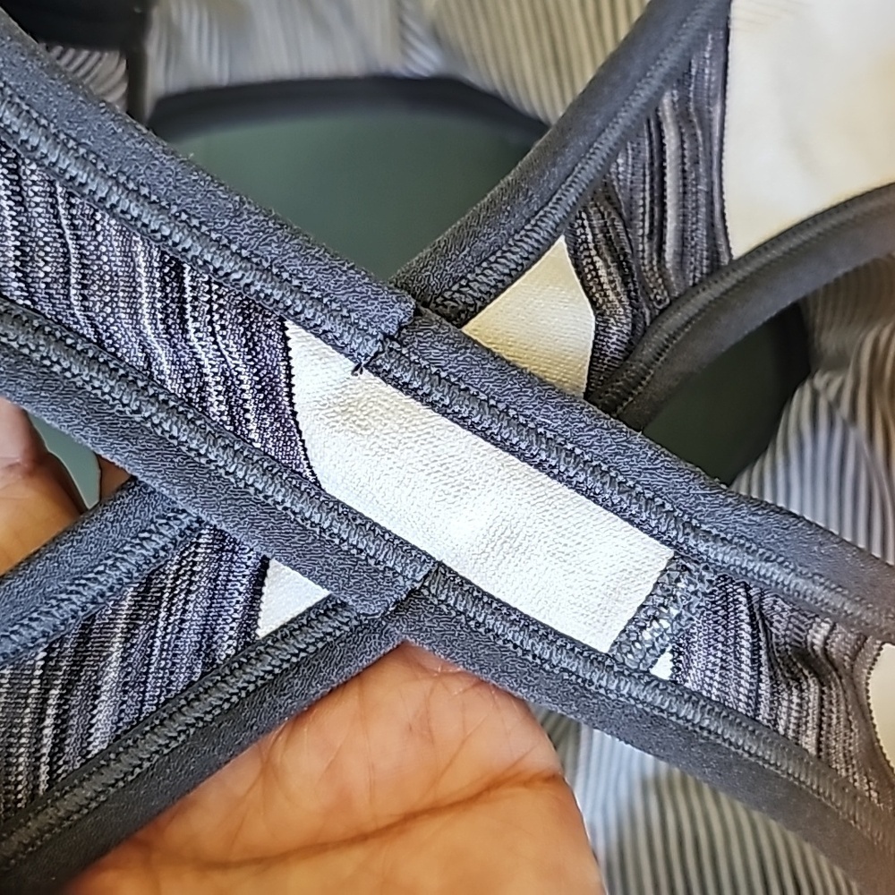 Danskin Now gray and‎ white striped sports bra. Razor back. - Picture 6 of 7